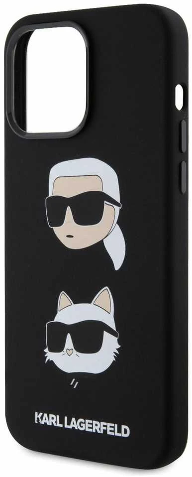 Dėklas Karl Lagerfeld KLHCP15XSDHKNK IPHONE 15 PRO MAX 6.7 "Juodas/Juodas SILICONE KARL & CHUPETTE HEAD