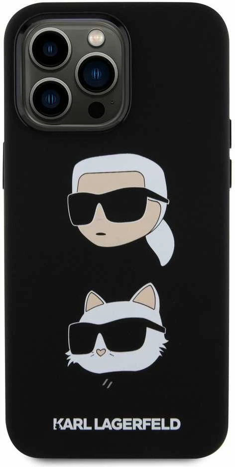Dėklas Karl Lagerfeld KLHCP15XSDHKNK IPHONE 15 PRO MAX 6.7 "Juodas/Juodas SILICONE KARL & CHUPETTE HEAD