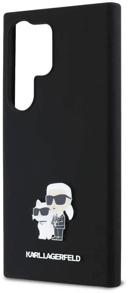 Samsung Galaxy S24 Ultra Karl Lagerfeld silikoninis dėklas Karl&Choupette Metal Pin (KLHCS24LSMHKCNPK) juodos spalvos