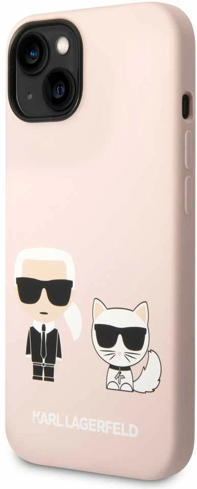 Apple iPhone 14 Plus Karl Lagerfeld dėklas silikoninis Karl & Choupette Magsafe (KLHMP14MSSKCI) rožinės spalvos