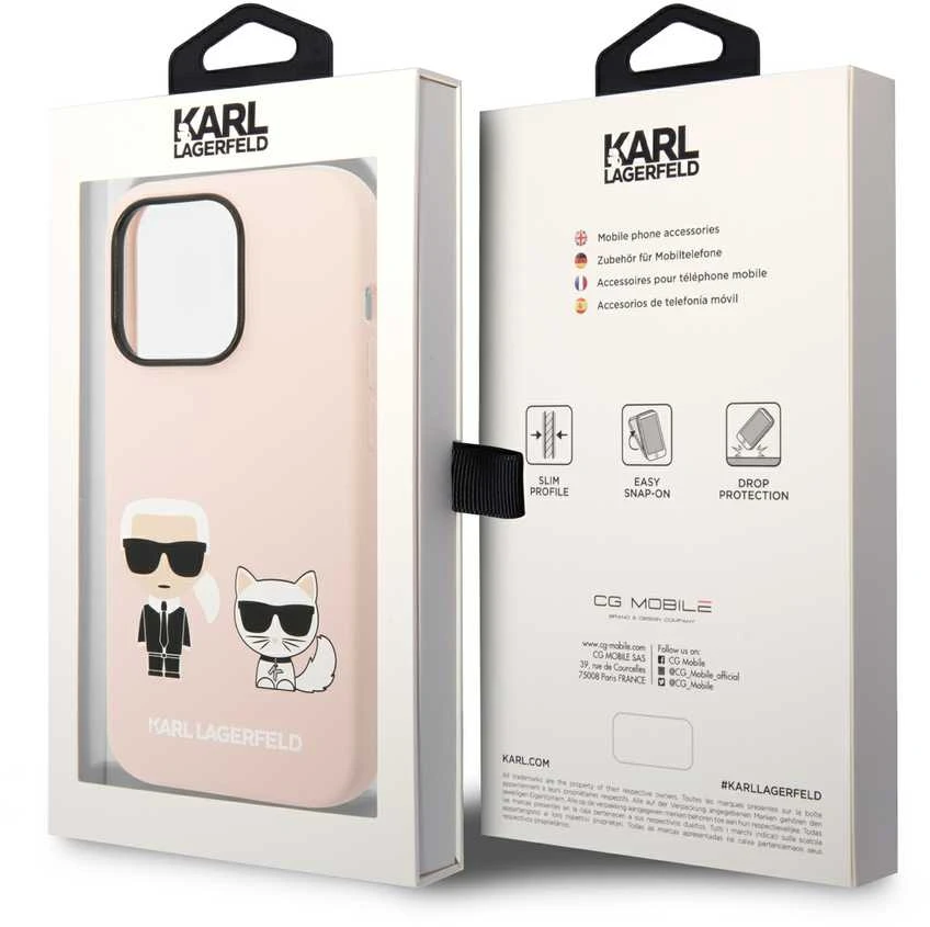 Karl Lagerfeld KLHMP14XSSKCI Apple iPhone 14 Pro Max 6,7″ kietas dėklas light rožinės spalvos Silicone Karl & C
