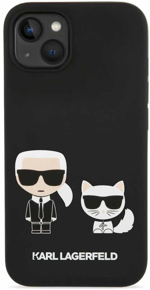 Apple iPhone 14 Plus Karl Lagerfeld dėklas Liquid silikoninis Karl & Choupette Magsafe (KLHMP14MSSKCK) juodos spalvos