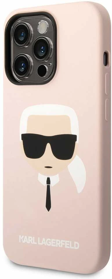 Dėklas Karl Lagerfeld Hardcase Silicone Karl`s Head Magsafe KLHMP14LSLKHLP Galinis dangtelis, Apple, iPhone 14 Pro, Silikoninis, Rožinė, 6.1 "