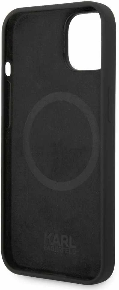 Dėklas Karl Lagerfeld KLHMP14MSLKHBK IPHONE 14 PLUS / 15 PLUS 6.7 "HARDCASE JUODA / Juodas SILICONE KARL`S HEAD MAGSAFE