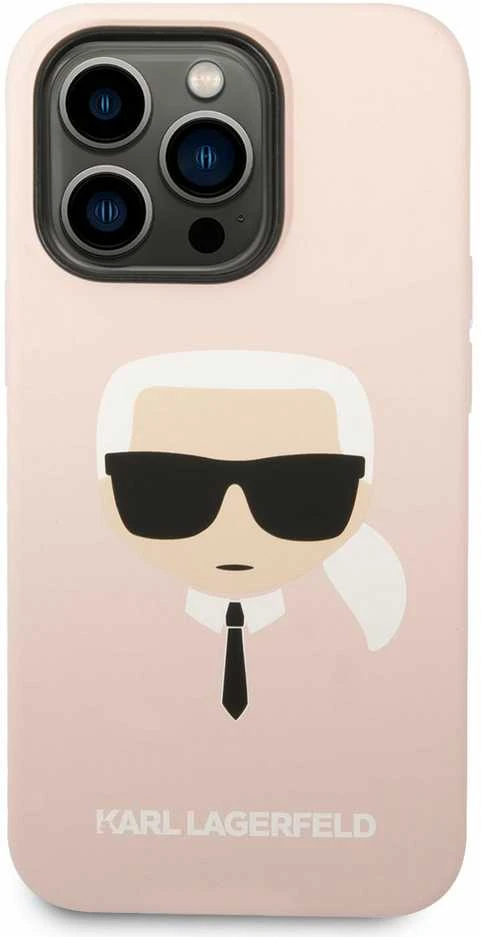 Dėklas Karl Lagerfeld Hardcase Silicone Karl`s Head Magsafe KLHMP14LSLKHLP Galinis dangtelis, Apple, iPhone 14 Pro, Silikoninis, Rožinė, 6.1 "