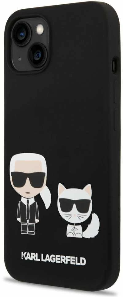 Apple iPhone 14 Plus Karl Lagerfeld dėklas Liquid silikoninis Karl & Choupette Magsafe (KLHMP14MSSKCK) juodos spalvos