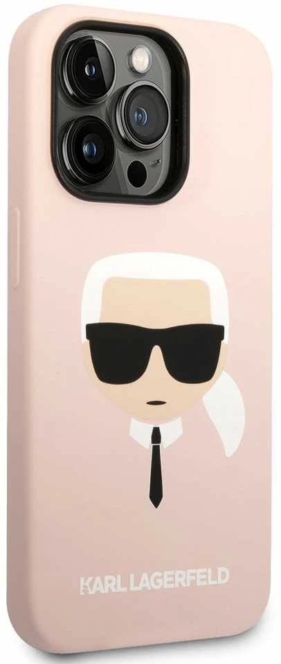 Dėklas Karl Lagerfeld Hardcase Silicone Karl`s Head Magsafe KLHMP14LSLKHLP Galinis dangtelis, Apple, iPhone 14 Pro, Silikoninis, Rožinė, 6.1 "