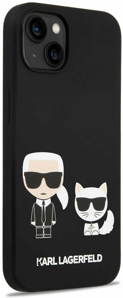Apple iPhone 14 Plus Karl Lagerfeld dėklas Liquid silikoninis Karl & Choupette Magsafe (KLHMP14MSSKCK) juodos spalvos