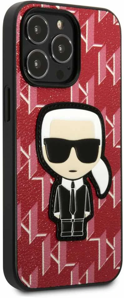 Karl Lagerfeld KLHCP13LPMNIKPI Apple iPhone 13 Pro / 13 6,1″ kietas dėklas red Monogram Ikonik Patch