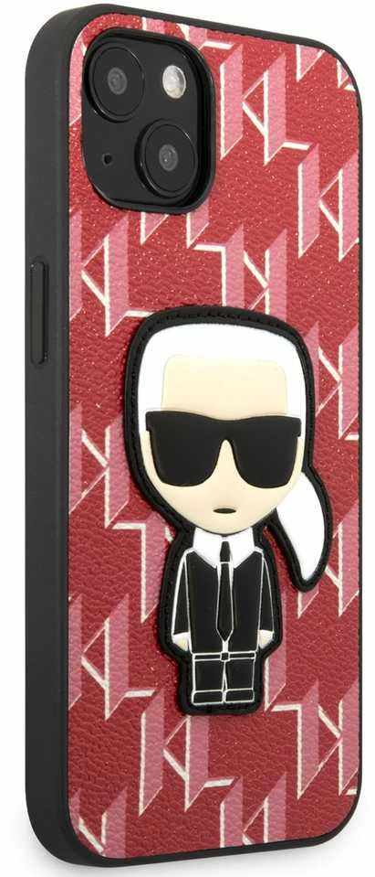 Karl Lagerfeld KLHCP13SPMNIKPI Apple iPhone 13 mini 5,4″ kietas dėklas red Monogram Ikonik Patch