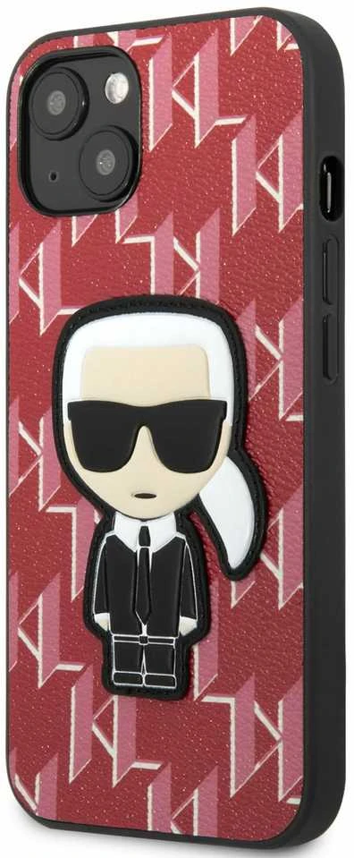 Karl Lagerfeld KLHCP13SPMNIKPI Apple iPhone 13 mini 5,4″ kietas dėklas red Monogram Ikonik Patch
