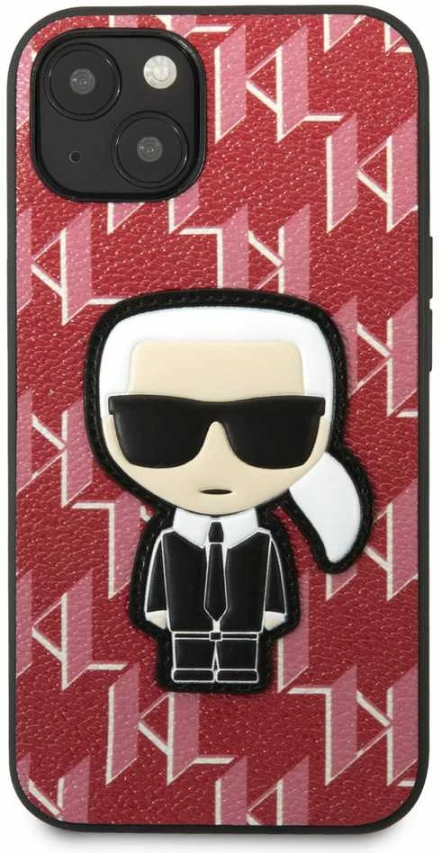 Karl Lagerfeld KLHCP13SPMNIKPI Apple iPhone 13 mini 5,4″ kietas dėklas red Monogram Ikonik Patch