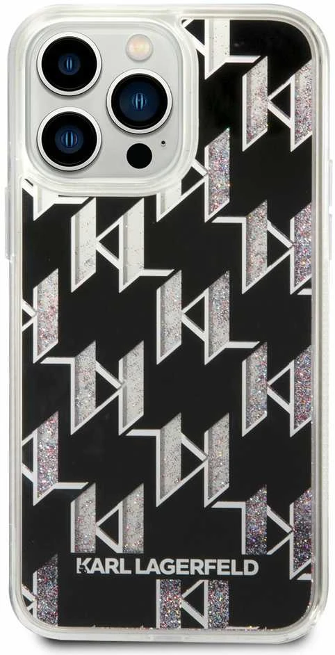 Karl Lagerfeld KLHCP14XLMNMK Apple iPhone 14 Pro Max 6,7″ kietas dėklas juodos spalvos Liquid Glitter Monogram