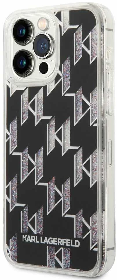 Karl Lagerfeld KLHCP14XLMNMK Apple iPhone 14 Pro Max 6,7″ kietas dėklas juodos spalvos Liquid Glitter Monogram