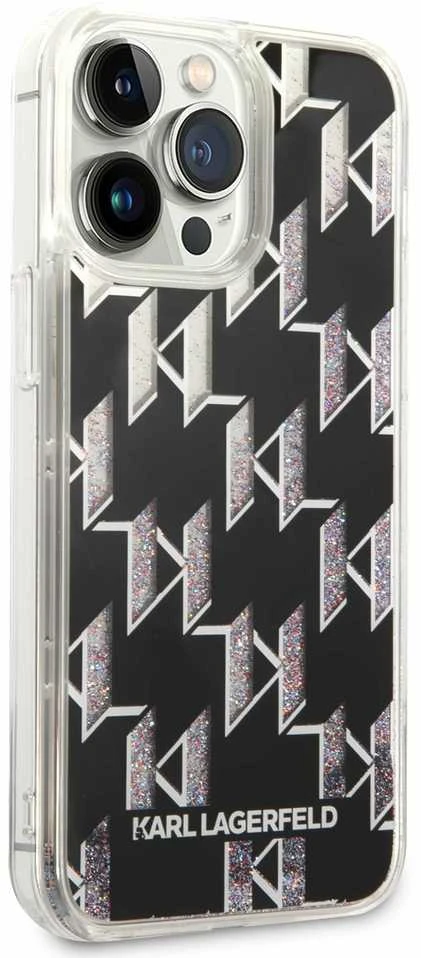Karl Lagerfeld KLHCP14XLMNMK Apple iPhone 14 Pro Max 6,7″ kietas dėklas juodos spalvos Liquid Glitter Monogram