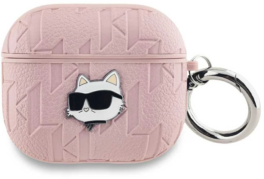 Karl Lagerfeld KLA3PGCHPP AirPods 3 dėklas rožinės spalvos Monogram Choupette Head