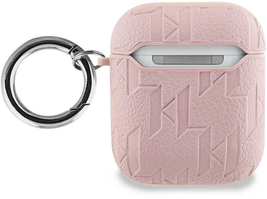 Apple AirPods Karl Lagerfeld Cover Monogram Karl & Choupette Head ausinių dėklas rožinės spalvos