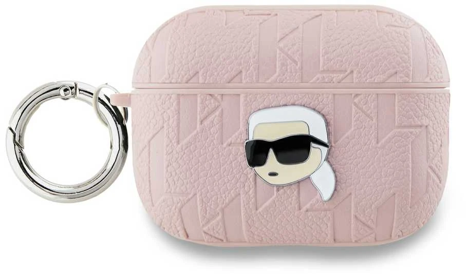 Apple AirPods Pro 2 šviesiai rožinis dėklas su Karl Lagerfeld logotipu