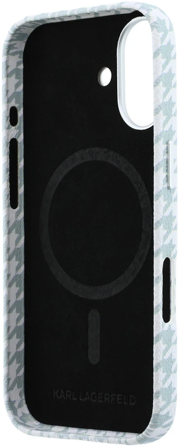 Karl Lagerfeld PU Houndstooth dervos plokštelės MagSafe dėklas, skirtas iPhone 17, Mėlyna