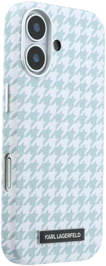 Karl Lagerfeld PU Houndstooth dervos plokštelės MagSafe dėklas, skirtas iPhone 17, Mėlyna