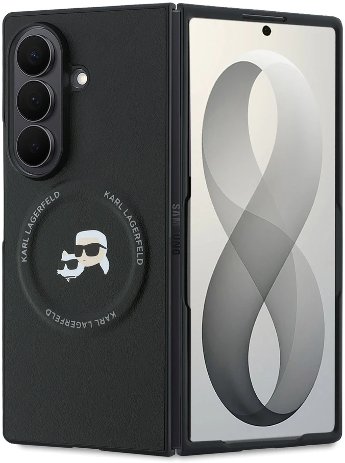 Štai vertimas į lietuvių kalbą: Karl Lagerfeld PU Karl and Choupette Heads Magnetinis dėklas Samsung Galaxy Z Fold 8 Ultra juodos spalvos