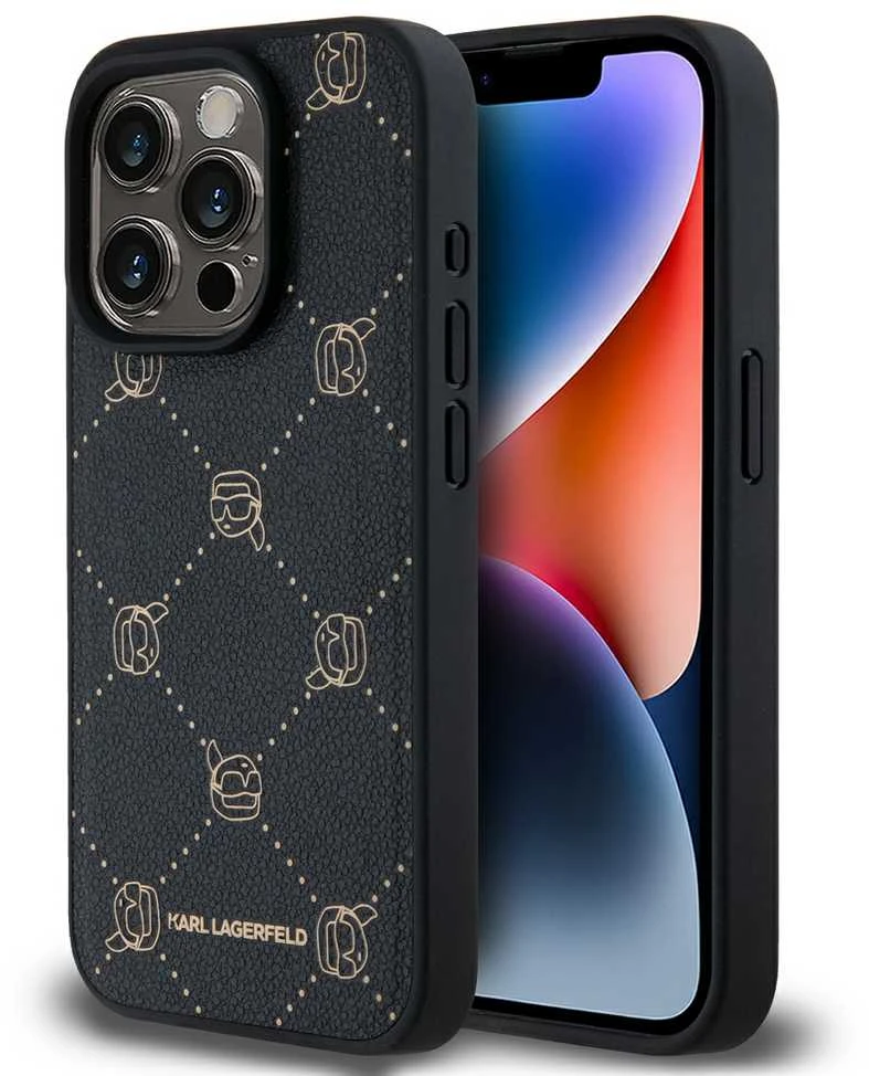 Dėklas Karl Lagerfeld KLHMP15LPGKHPHK Apple iPhone 15 Pro 6.1″ juodos spalvos Magsafe Karl Head