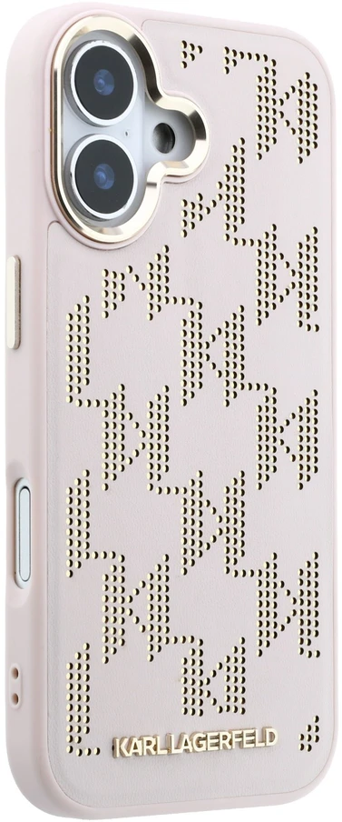 Karl Lagerfeld PU Perforated Monogram MagSafe dėklas skirtas Apple iPhone 17 rožinės spalvos