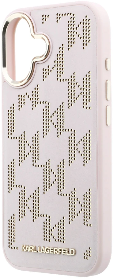 Karl Lagerfeld PU Perforated Monogram MagSafe dėklas skirtas Apple iPhone 17 rožinės spalvos
