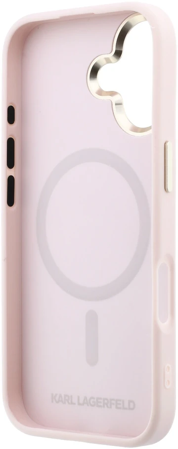 Karl Lagerfeld PU Perforated Monogram MagSafe dėklas skirtas Apple iPhone 17 rožinės spalvos