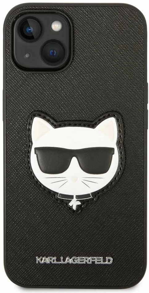Dėklas Karl Lagerfeld KLHCP14MSAPCHK IPHONE 14 PLUS / 15 PLUS 6.7 "HARDCASE JUODA / Juodas SAFFIANO CHOUPETTE HEAD PATCH