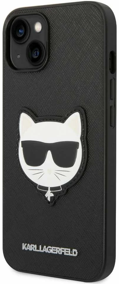 Dėklas Karl Lagerfeld KLHCP14MSAPCHK IPHONE 14 PLUS / 15 PLUS 6.7 "HARDCASE JUODA / Juodas SAFFIANO CHOUPETTE HEAD PATCH