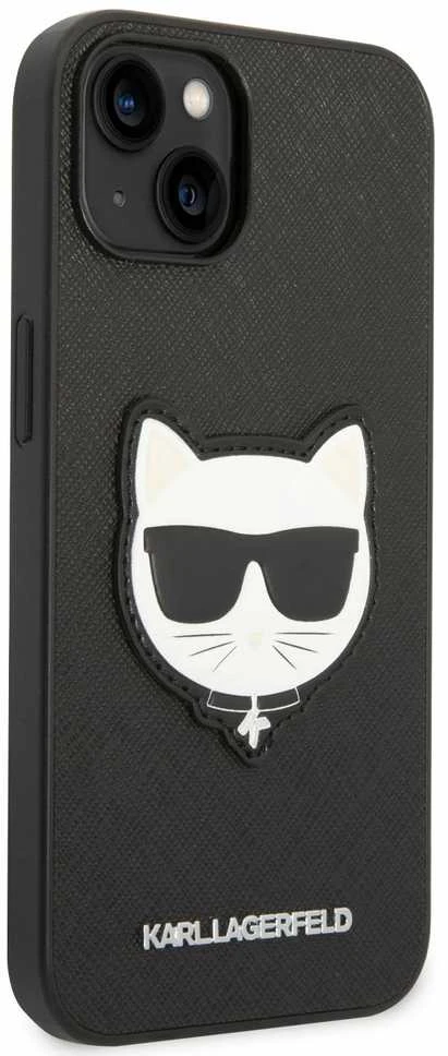 Dėklas Karl Lagerfeld KLHCP14MSAPCHK IPHONE 14 PLUS / 15 PLUS 6.7 "HARDCASE JUODA / Juodas SAFFIANO CHOUPETTE HEAD PATCH