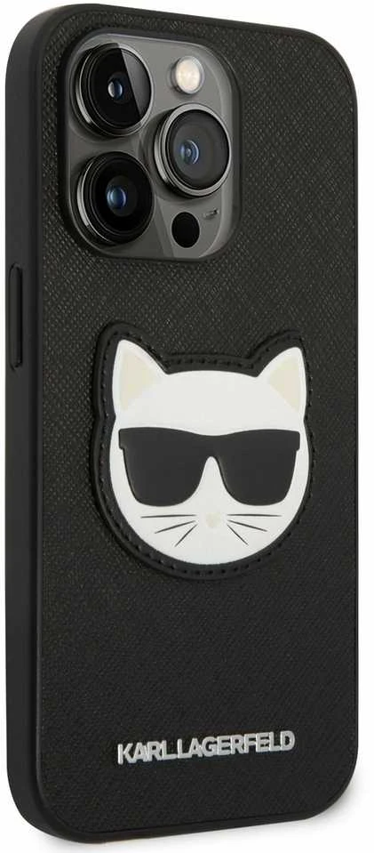 Karl Lagerfeld KLHCP14LSAPCHK Apple iPhone 14 Pro 6,1″ kietas dėklas juodos spalvos Saffiano Choupette Head Patch