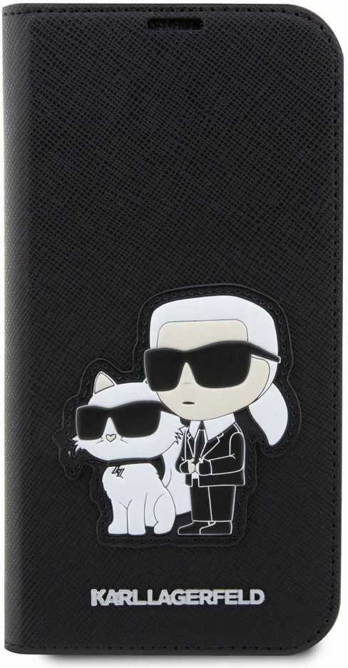 Dėklas Karl Lagerfeld KLBKP14LSANKCPK IPHONE 14 PRO 6.1 "BOOKCASE Juodas/Juodas SAFFIANO KARL & CHOUPETTE