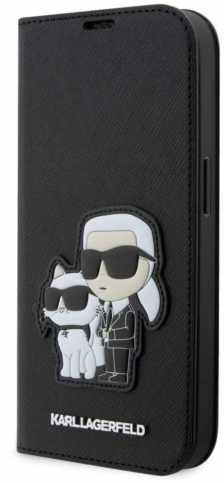 Dėklas Karl Lagerfeld KLBKP14LSANKCPK IPHONE 14 PRO 6.1 "BOOKCASE Juodas/Juodas SAFFIANO KARL & CHOUPETTE