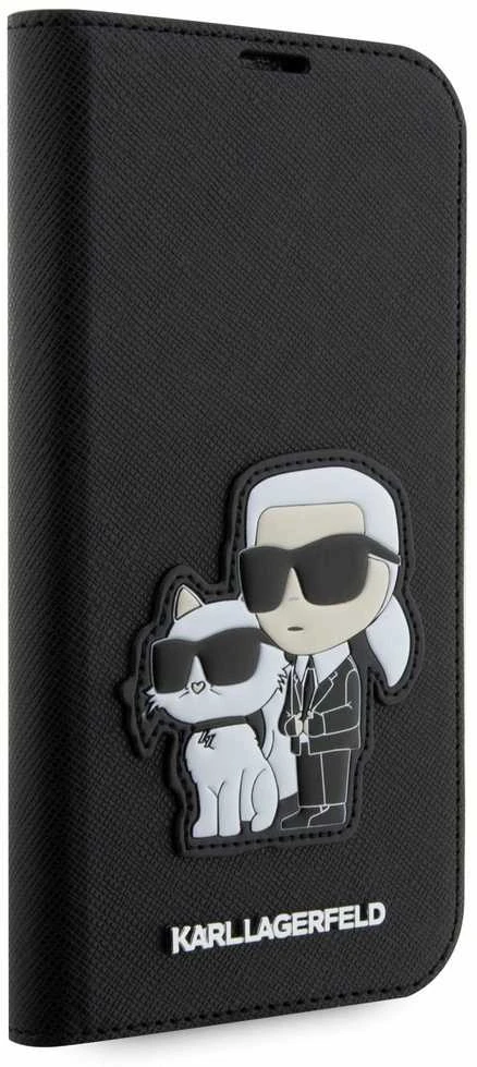 Dėklas Karl Lagerfeld KLBKP14LSANKCPK IPHONE 14 PRO 6.1 "BOOKCASE Juodas/Juodas SAFFIANO KARL & CHOUPETTE