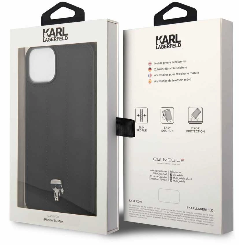 Dėklas Karl Lagerfeld KLHCP14MPSQPK IPHONE 14 PLUS / 15 PLUS 6.7 "HARDCASE JUODA / Juodas PUFFY IKONIK PIN