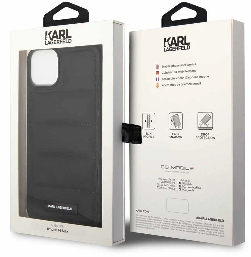 Dėklas Karl Lagerfeld KLHCP14MPSQAK IPHONE 14 PLUS / 15 PLUS 6.7 "HARDCASE JUODA / Juodas PUFFY ELONGATED LOGO