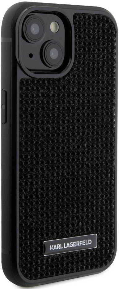 Apple iPhone 15 Karl Lagerfeld dėklas Rhinestone Logo Metal Plate (KLHCP15SHDSPLK) juodos spalvos
