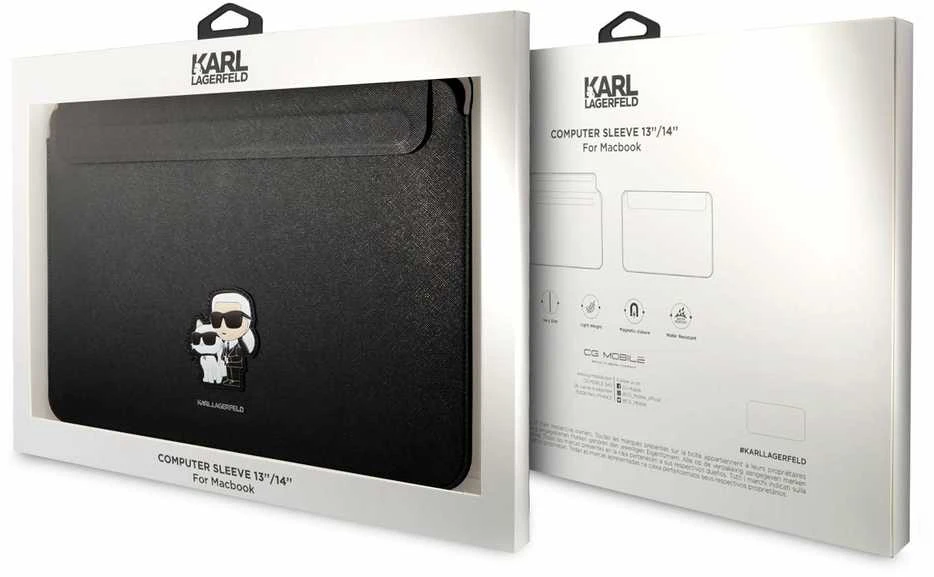 Nešiojamo kompiuterio krepšys 14″ Karl Lagerfeld Saffiano Karl&Choupette (KLCS14SAKCPMK) juodos spalvos