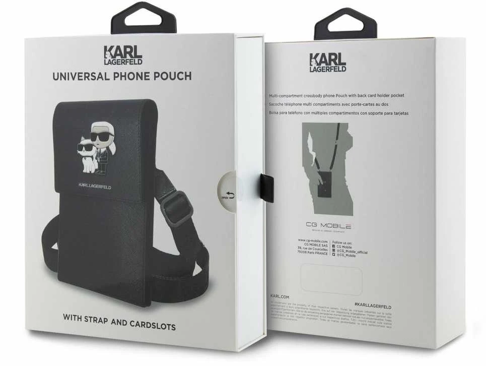 Krepšys Karl Lagerfeld Saffiano Karl & Choupette Head (KLWBSAKCPMK) juodos spalvos