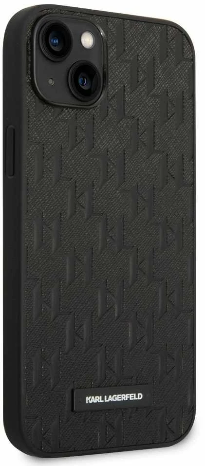 Dėklas Karl Lagerfeld Saffiano Monogram Case skirtas iPhone 14 Plus, juodas