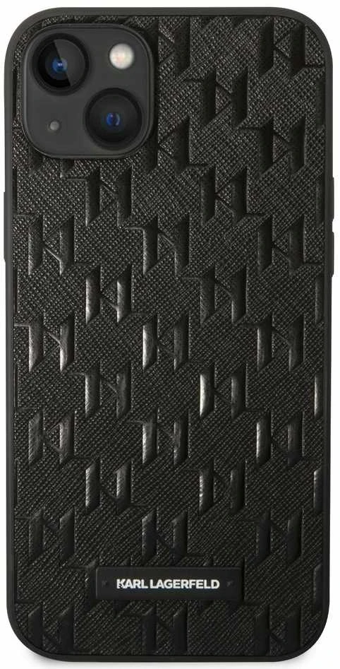 Dėklas Karl Lagerfeld Saffiano Monogram Case skirtas iPhone 14 Plus, juodas