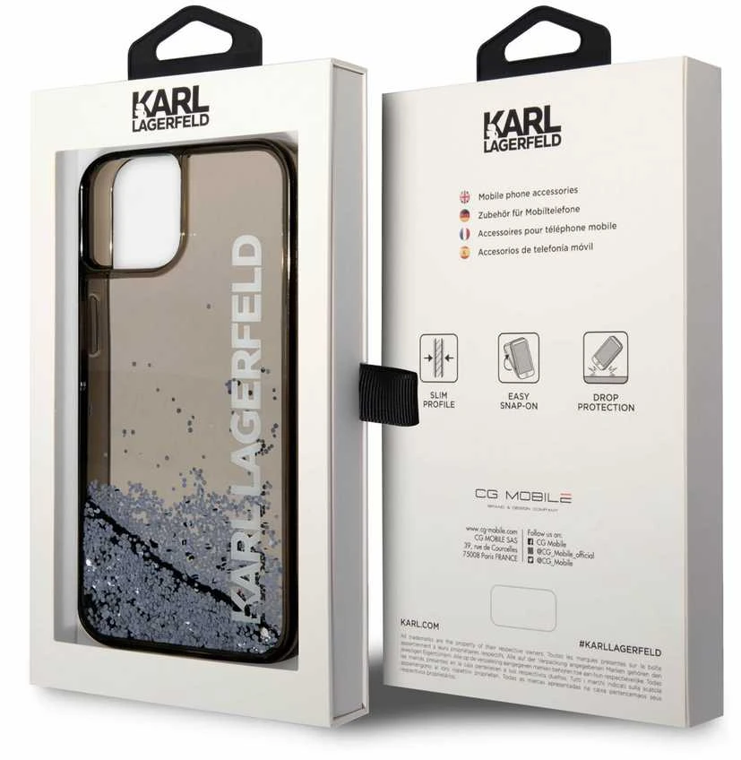 Dėklas Karl Lagerfeld KLHCP14MLCKVK IPHONE 14 PLUS / 15 PLUS 6.7 "Juodas / Juodas HARDCASE LIQUID GLITTER ELONG
