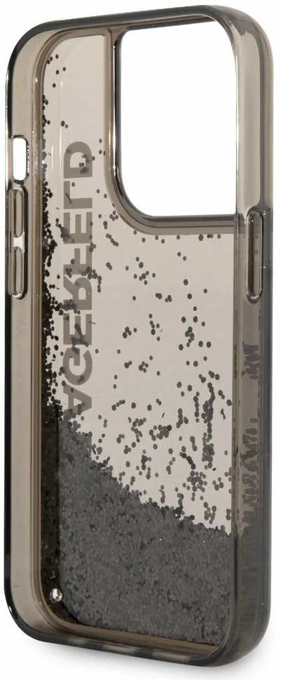 Karl Lagerfeld KLHCP14LLCKVK Apple iPhone 14 Pro 6,1″ juodos spalvos kietas dėklas Liquid Glitter Elong
