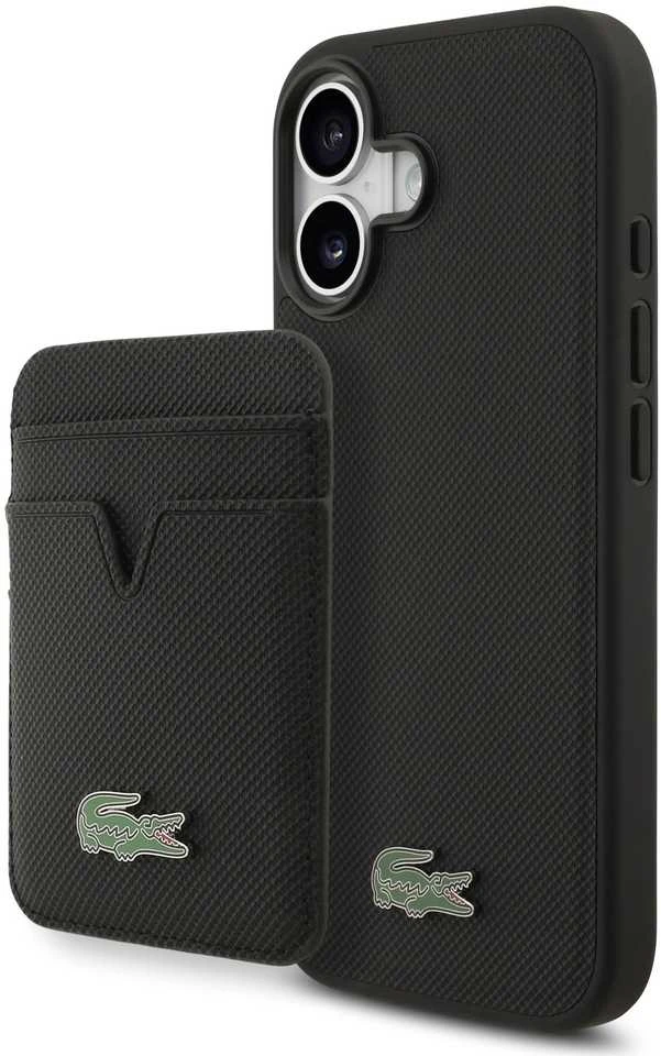 Lacoste Iconic Petit Pique MagSafe dėklas + Wallet skirtas Apple iPhone 17 juodos spalvos