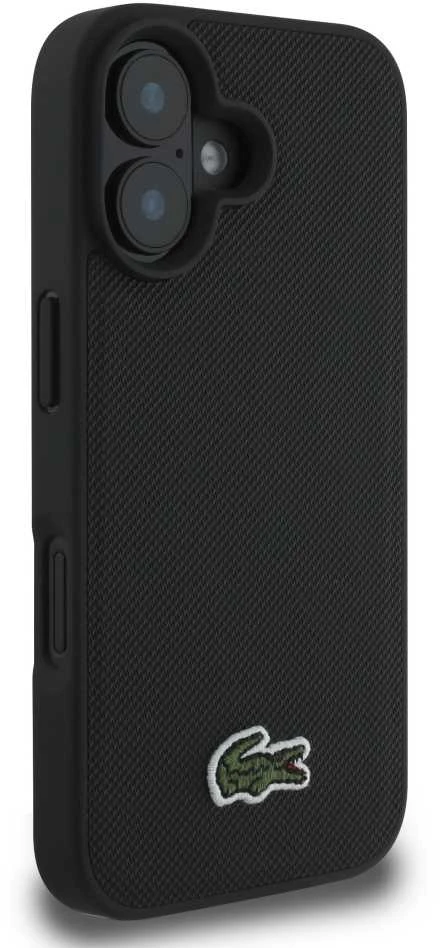 Lacoste Iconic Petit Pique Woven Logo MagSafe Apple iPhone 16 Plus dėklas telefonui juodos spalvos