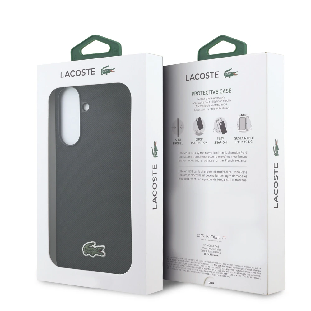 Lacoste Iconic Petit Pique Woven Logo MagSafe dėklas skirtas Samsung Galaxy A37 juodos spalvos