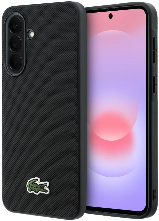 Lacoste Iconic Petit Pique Woven Logo MagSafe dėklas skirtas Samsung Galaxy A37 juodos spalvos