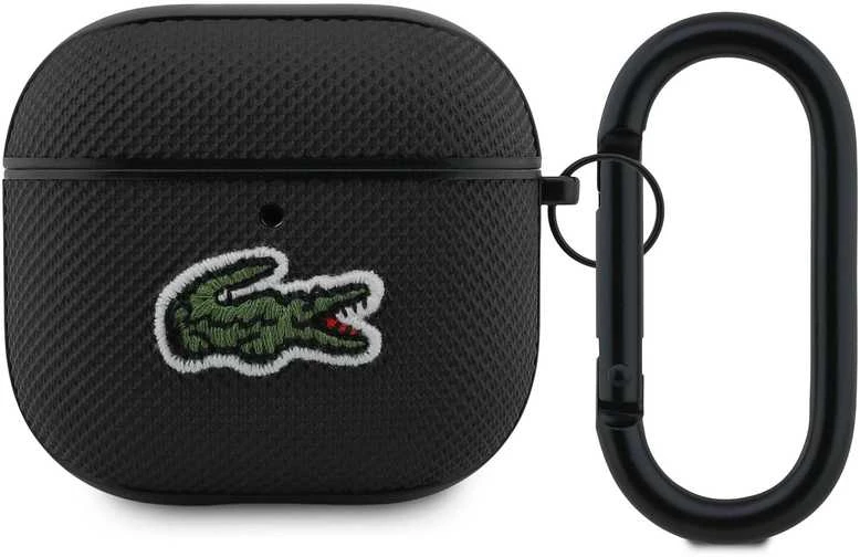 Lacoste Petit Pique Croc Logo Patch dėklas skirtas AirPods 4 juodos spalvos